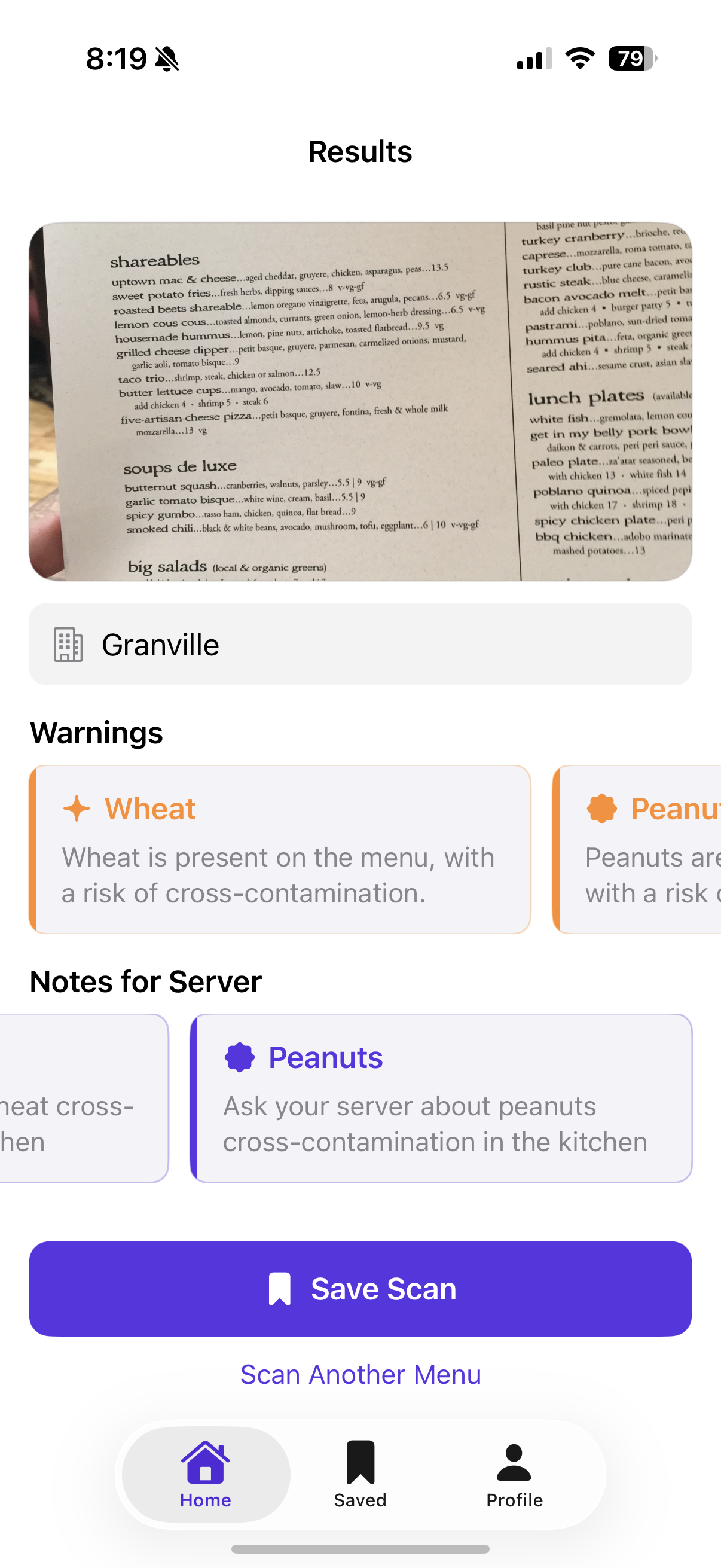 SafeBites App Screenshot